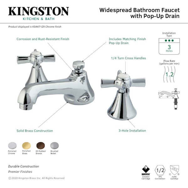 KS4475ZX 8 Widespread Bathroom Faucet, Oil Rubbed Bronze